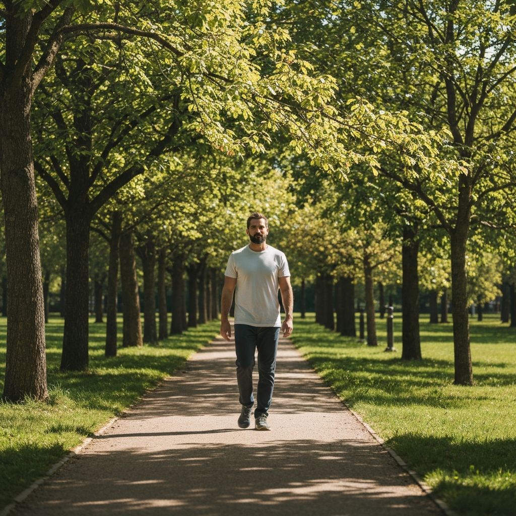 Man outdoors enjoying peaceful wellness and healthy lifestyle